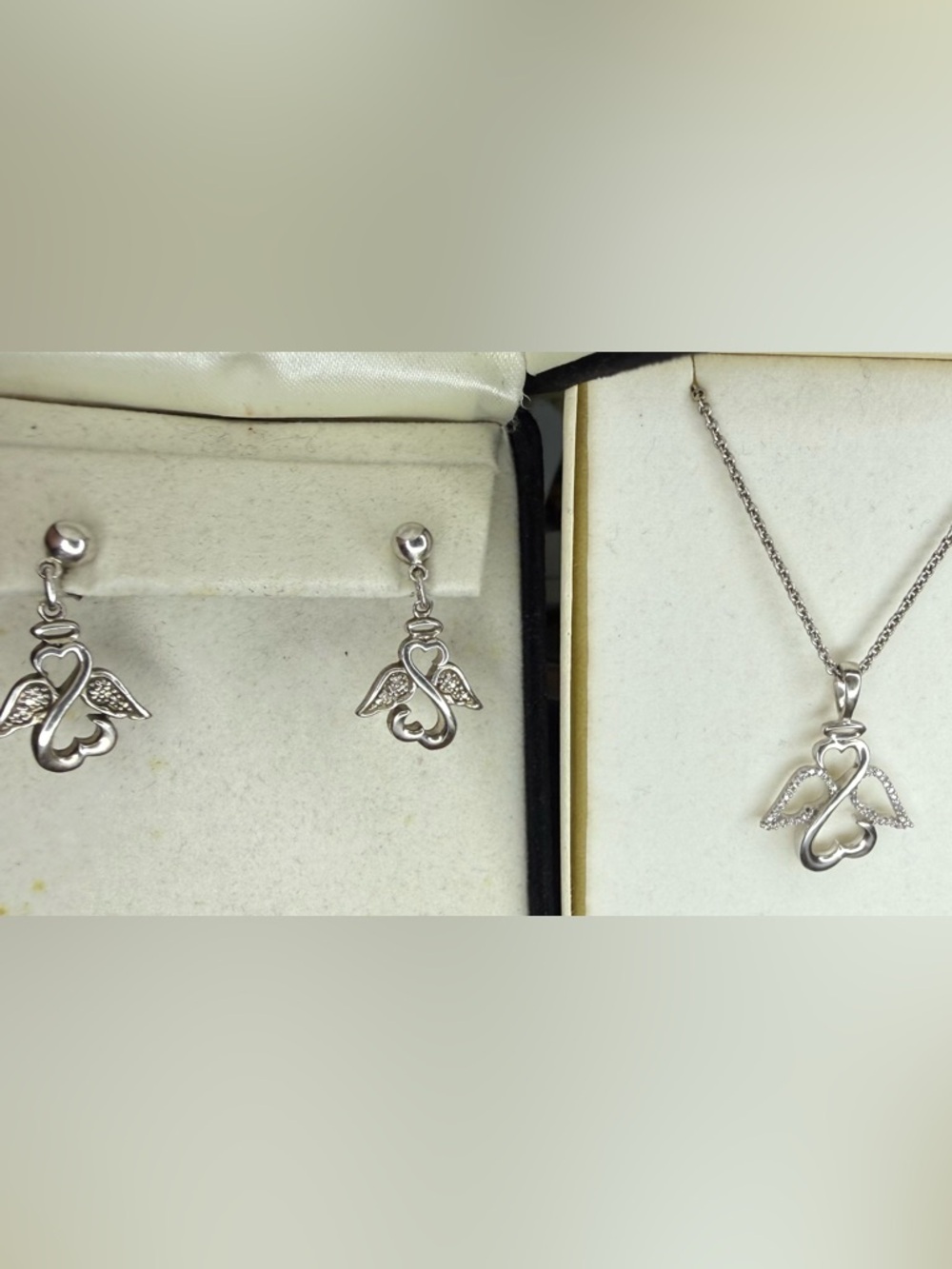 Jane Seymour’s Open Hearts Diamond ANGEL Necklace/Earrings Kay’s